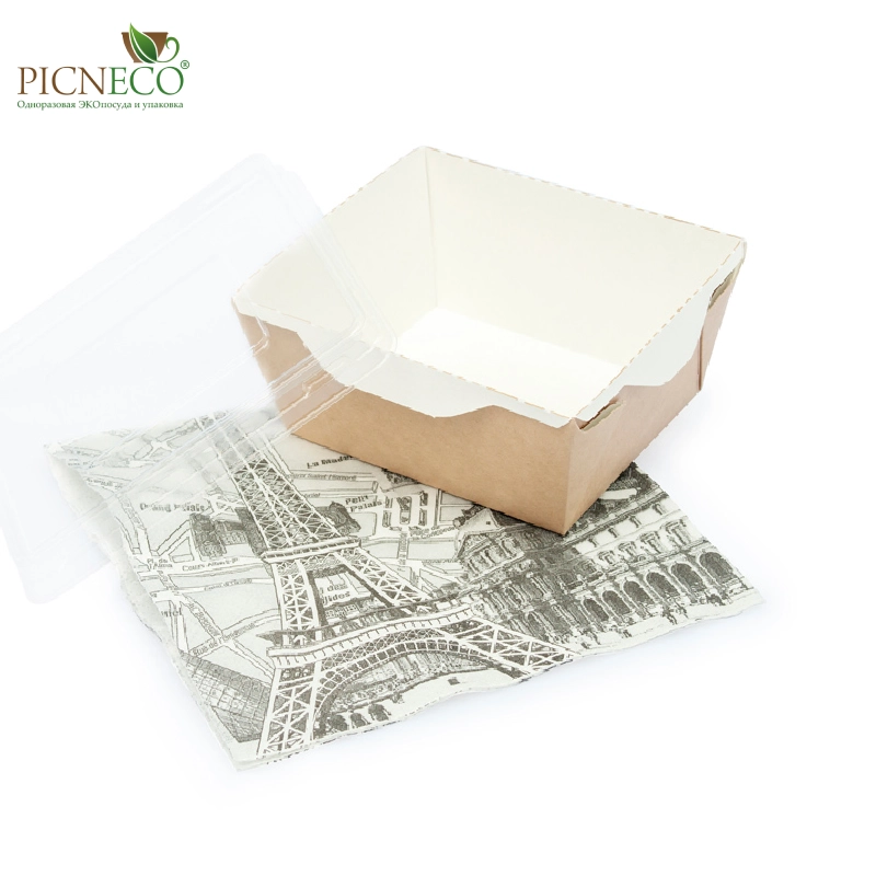 товар Контейнер бумажный с крышкой, 350мл, 120*105*55 мм, крафт BK040